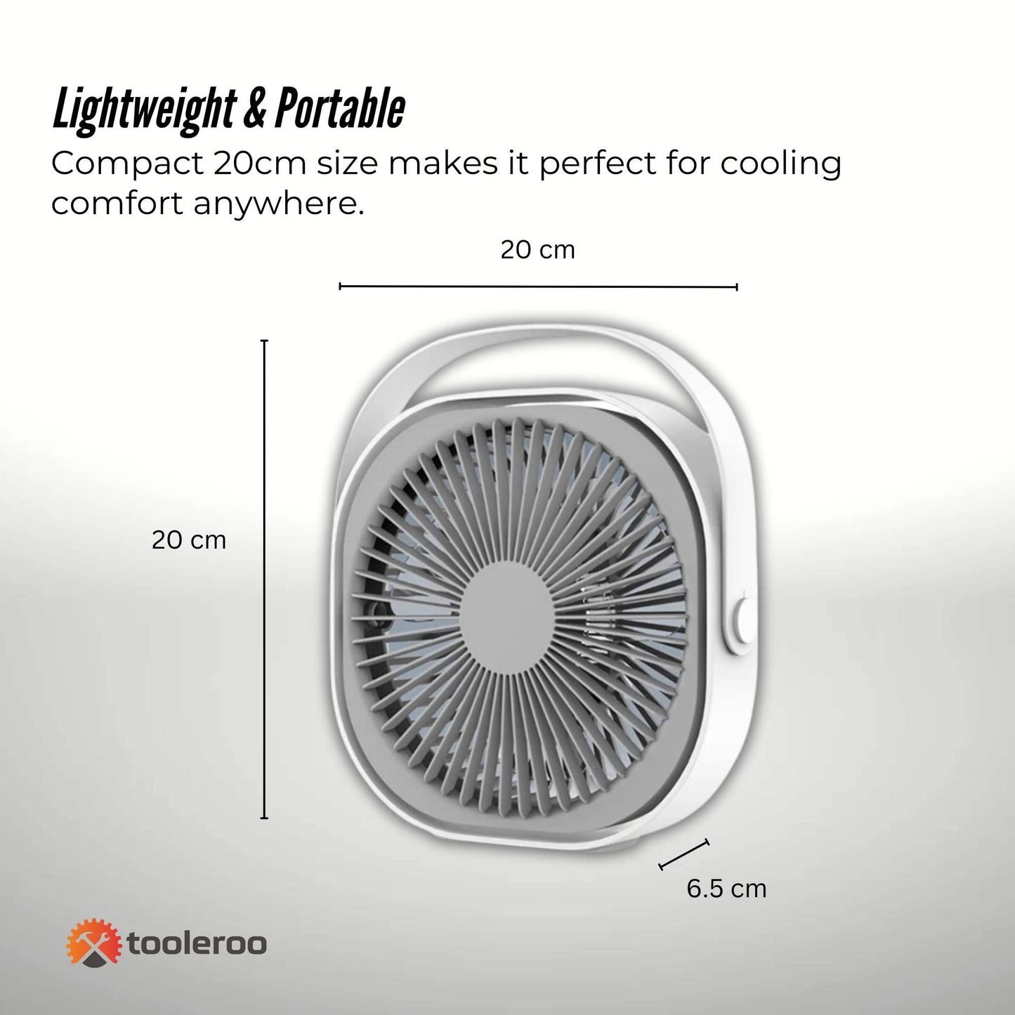 3-Speed USB 20cm Desktop Fan - Quiet Portable Lightweight Rechargeable Cooler V238-SUPDZ-41080411684944