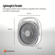 3-Speed USB 20cm Desktop Fan - Quiet Portable Lightweight Rechargeable Cooler V238-SUPDZ-41080411684944