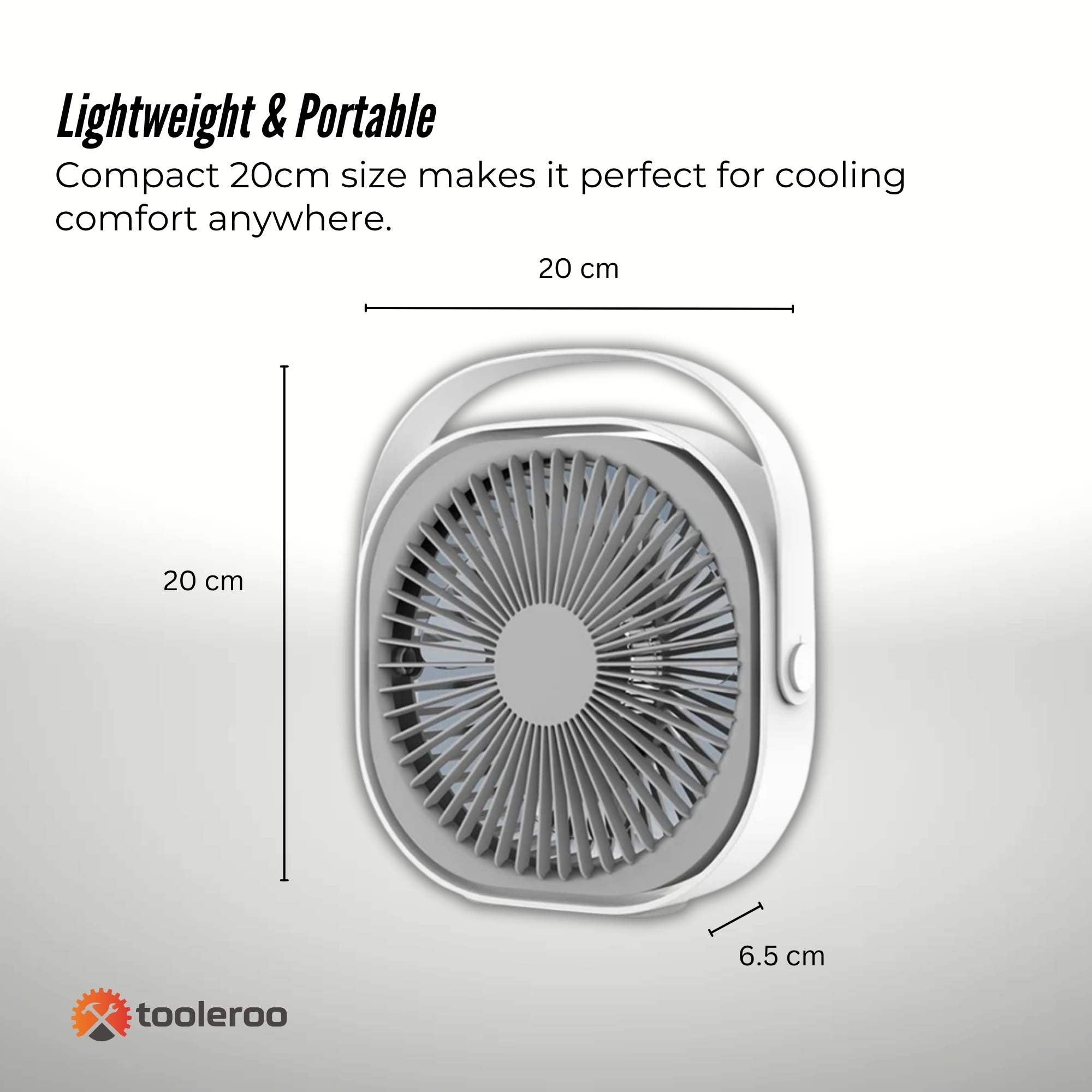 3-Speed USB 20cm Desktop Fan - Quiet Portable Lightweight Rechargeable Cooler V238-SUPDZ-41080411684944