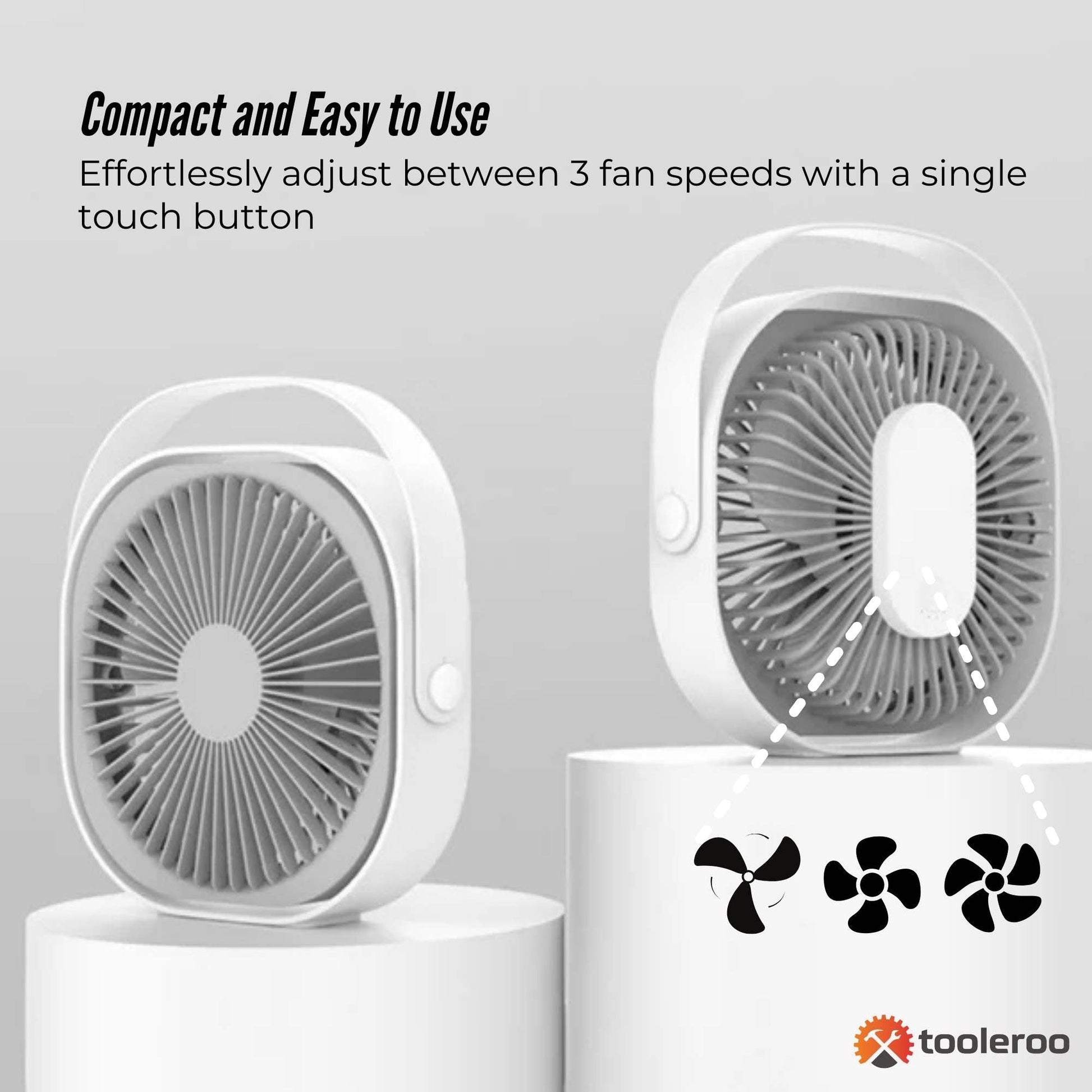 3-Speed USB 20cm Desktop Fan - Quiet Portable Lightweight Rechargeable Cooler V238-SUPDZ-41080411684944