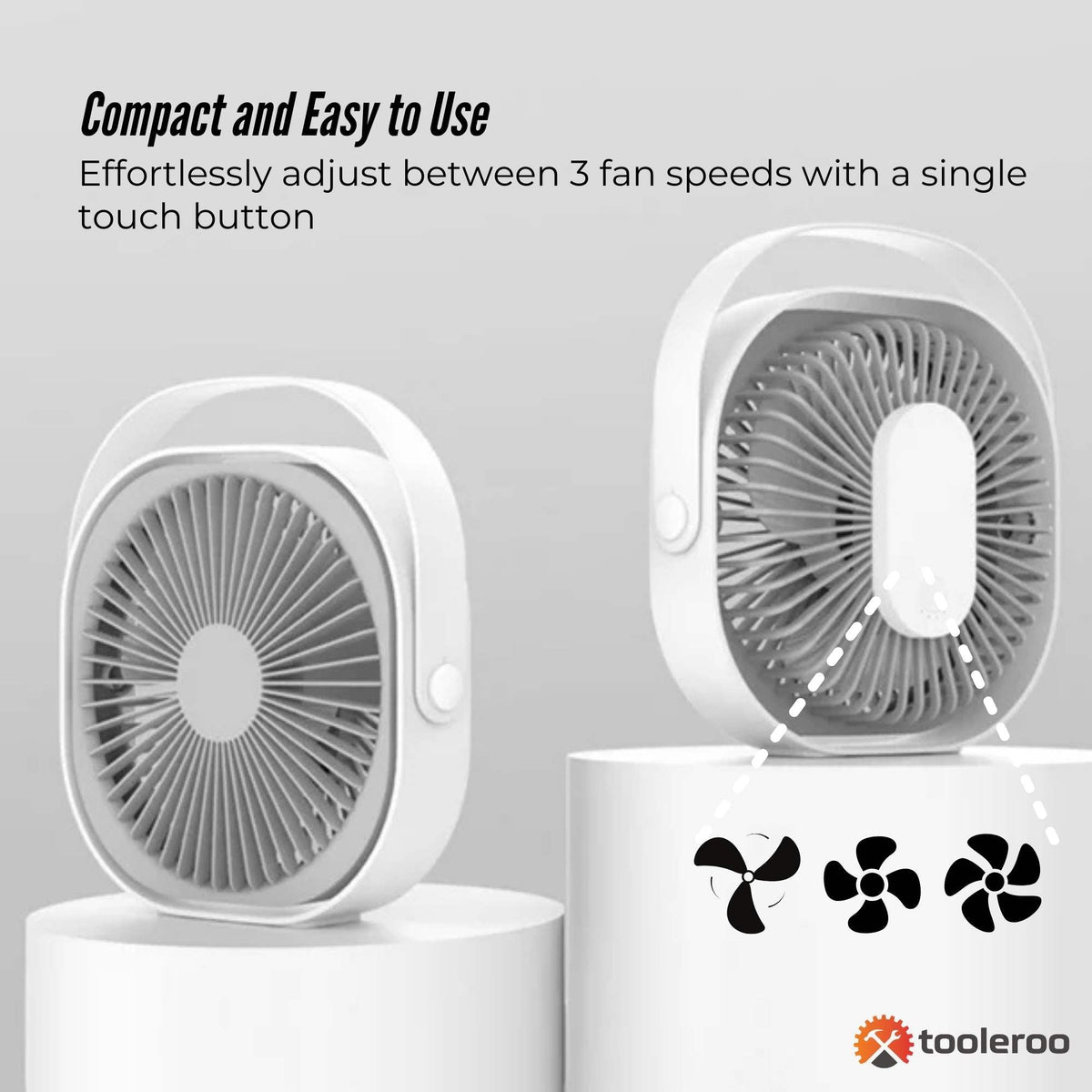 3-Speed USB 20cm Desktop Fan - Quiet Portable Lightweight Rechargeable Cooler V238-SUPDZ-41080411684944