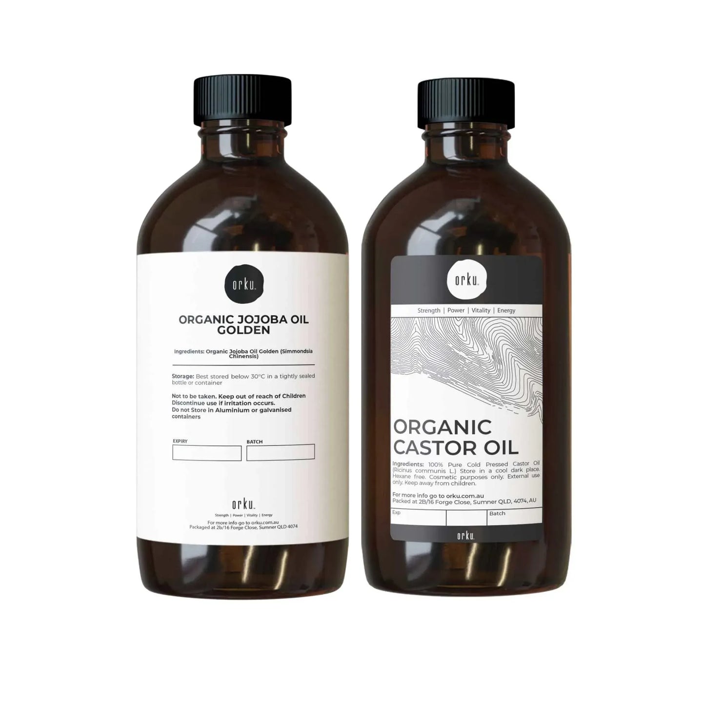Orku 500ml Organic Castor Oil and 500ml Organic Jojoba Oil Pack V238-SUPDZ-41086375690320