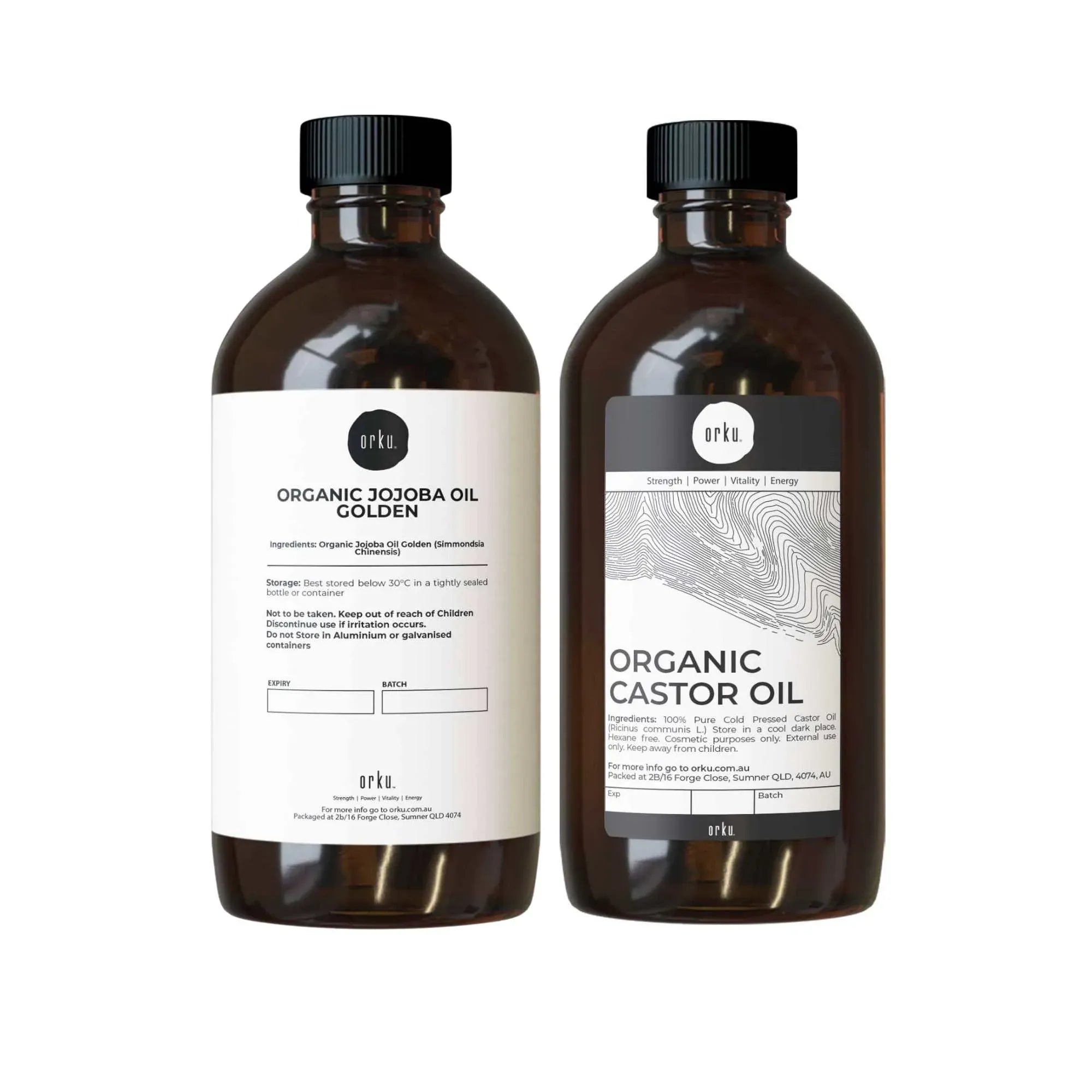 Orku 500ml Organic Castor Oil and 500ml Organic Jojoba Oil Pack V238-SUPDZ-41086375690320