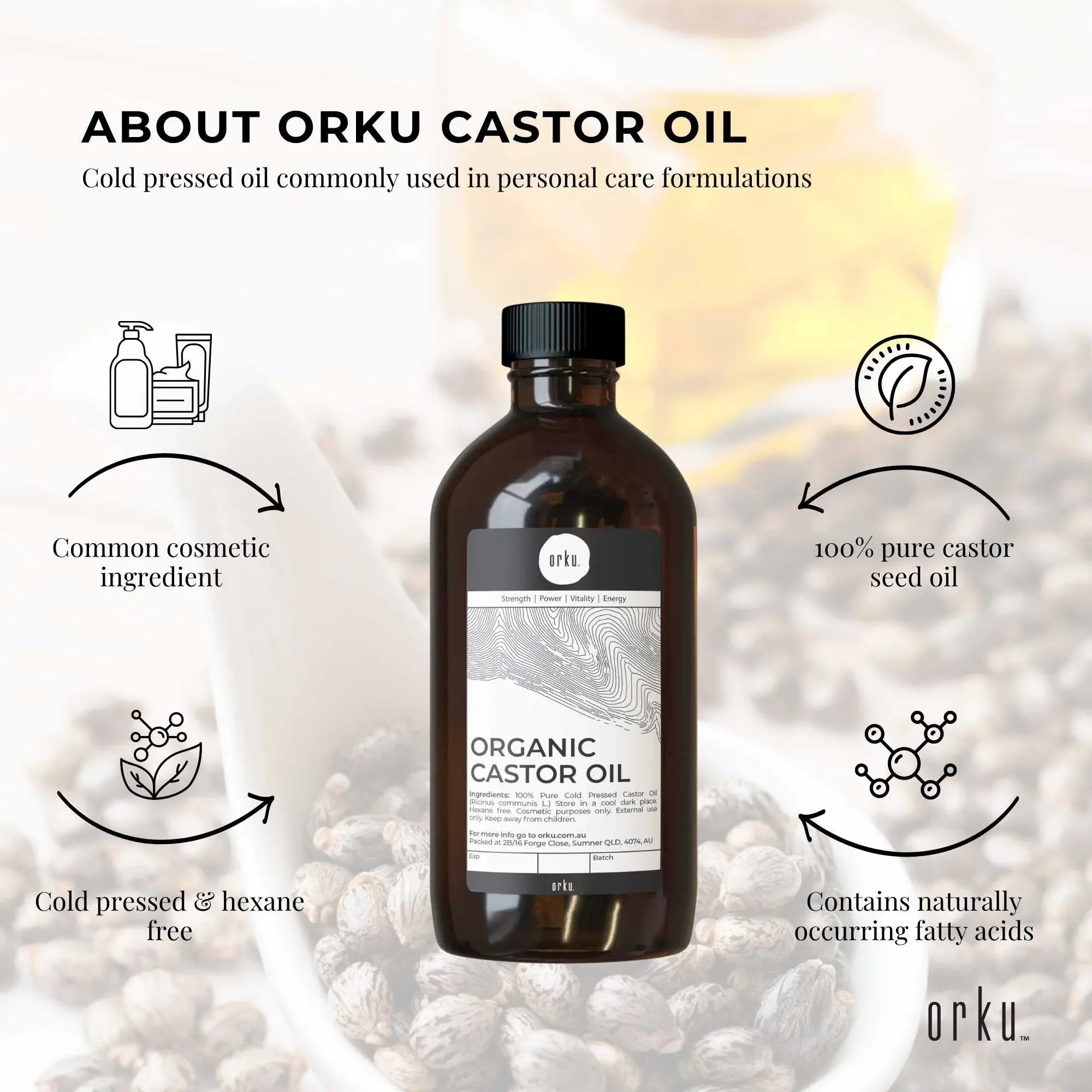 Orku 500ml Organic Castor Oil and 500ml Organic Jojoba Oil Pack V238-SUPDZ-41086375690320