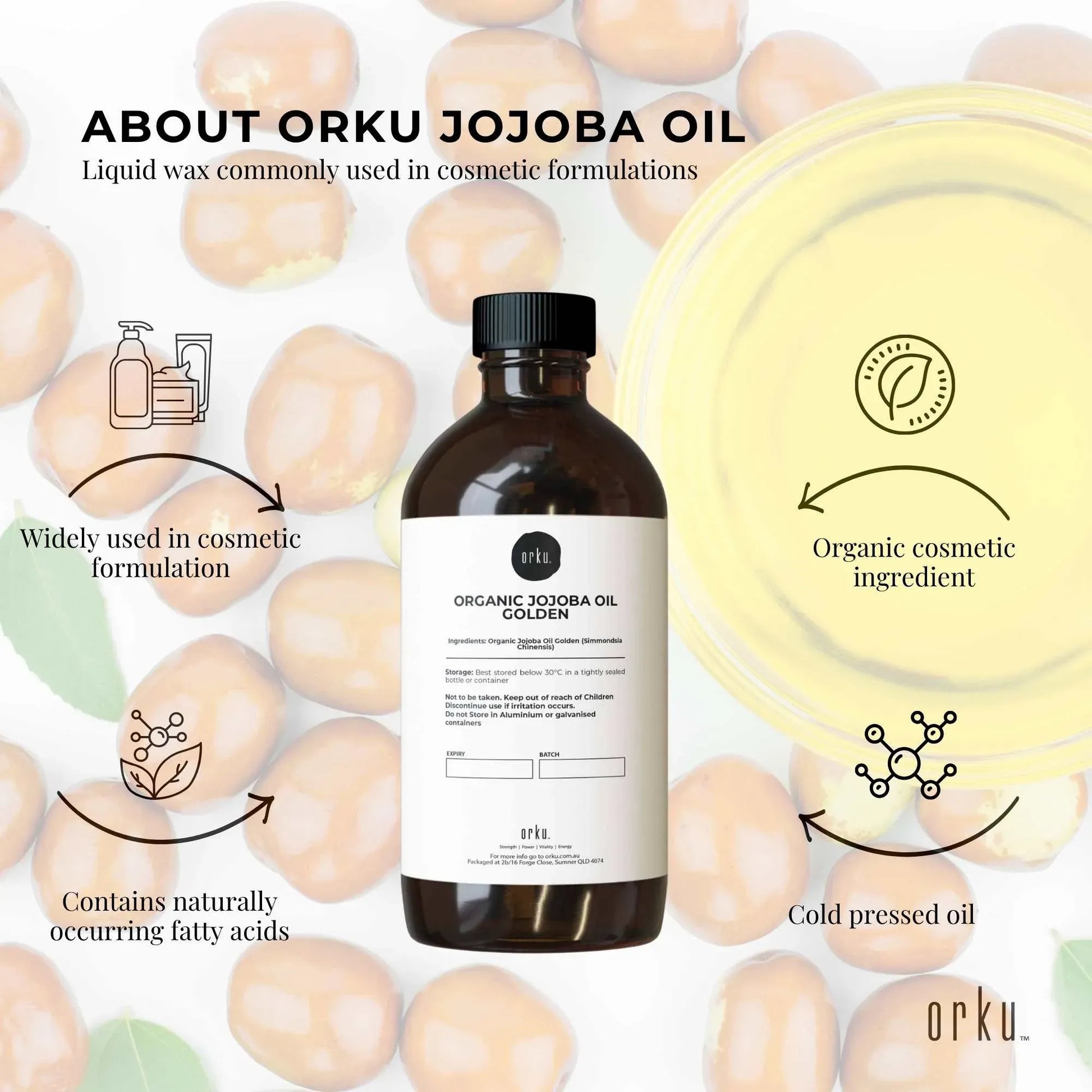 Orku 500ml Organic Castor Oil and 500ml Organic Jojoba Oil Pack V238-SUPDZ-41086375690320