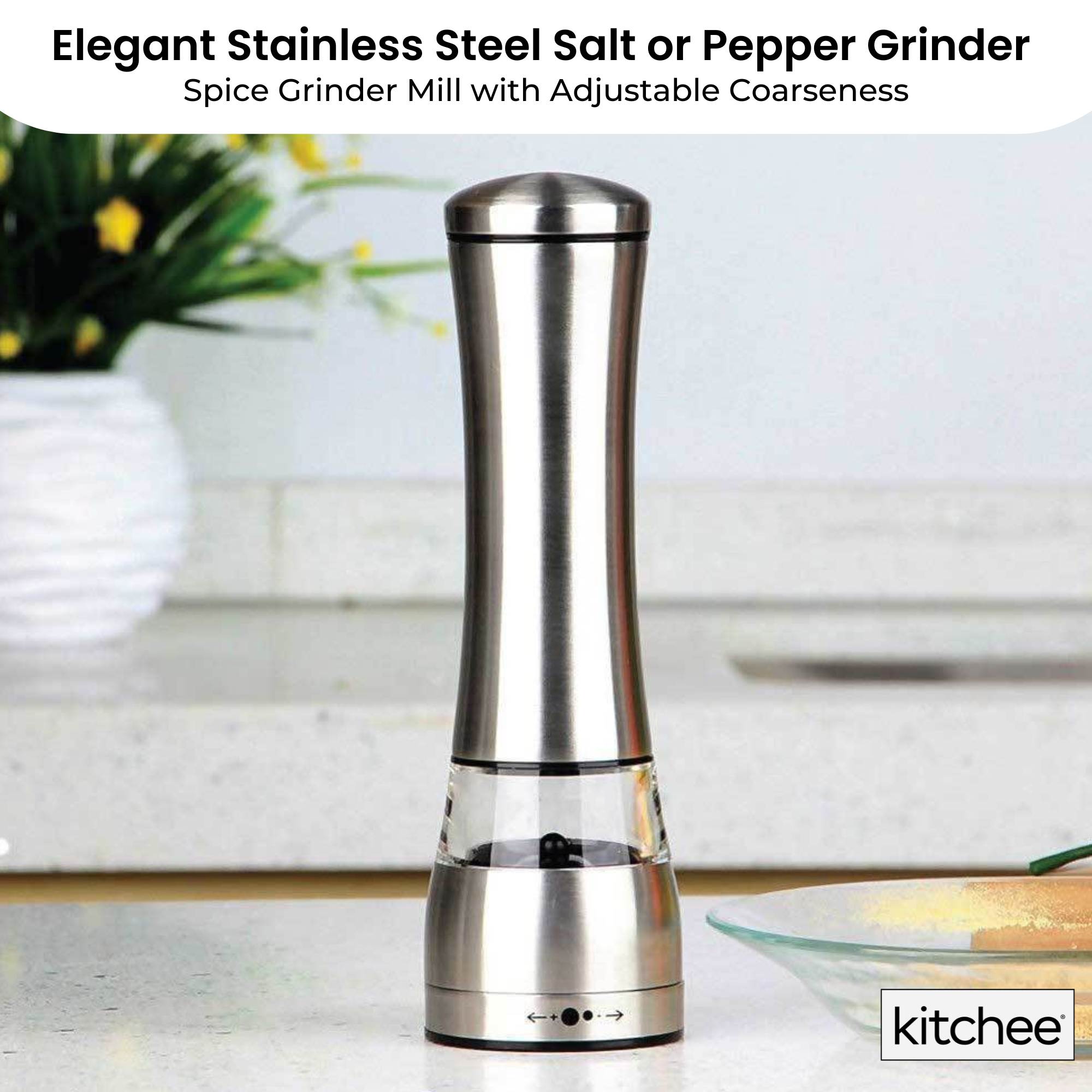Kitchee Stainless Steel Salt Pepper Spice Grinder Mill - Adjustable Coarseness V238-SUPDZ-41086985568336