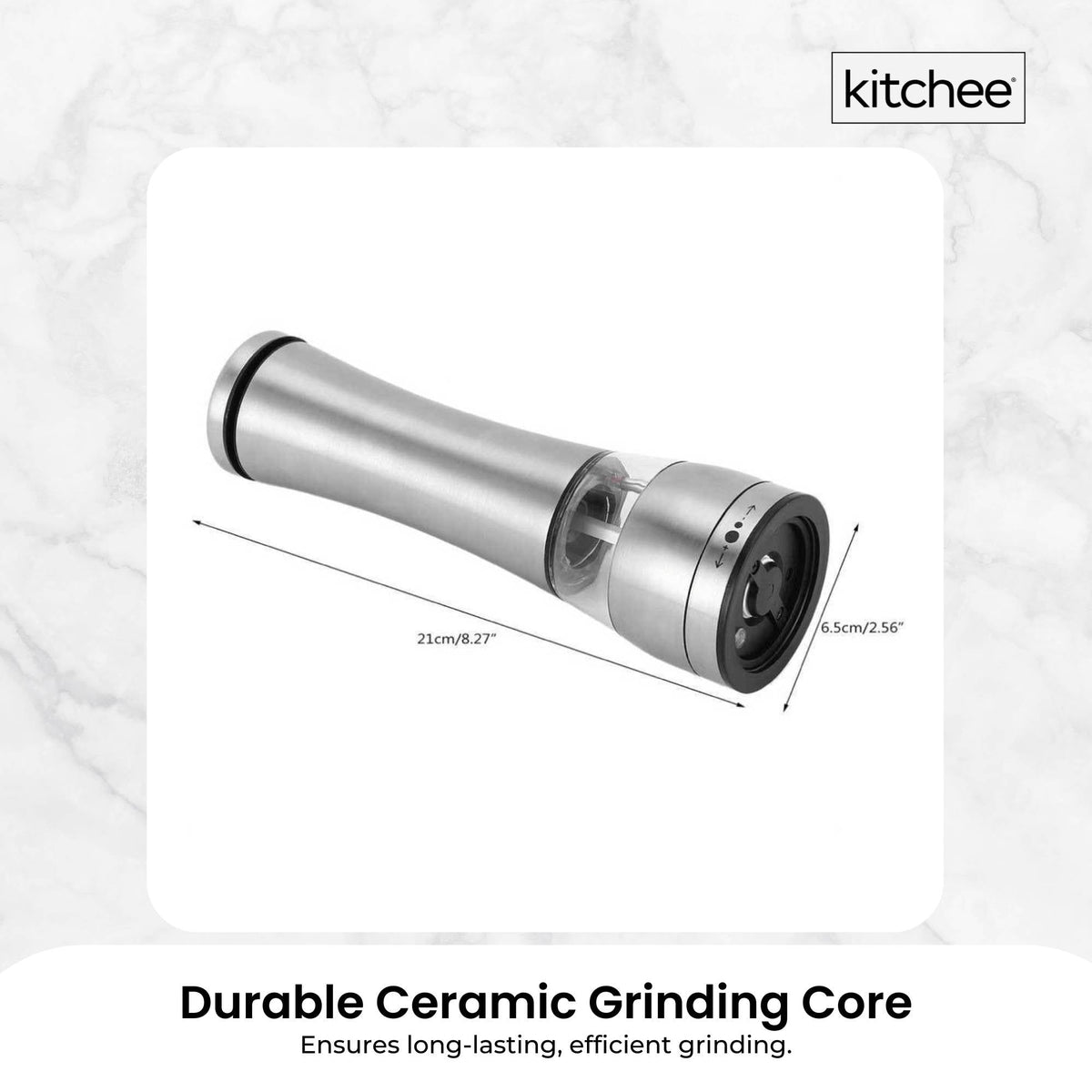Kitchee Stainless Steel Salt Pepper Spice Grinder Mill - Adjustable Coarseness V238-SUPDZ-41086985568336