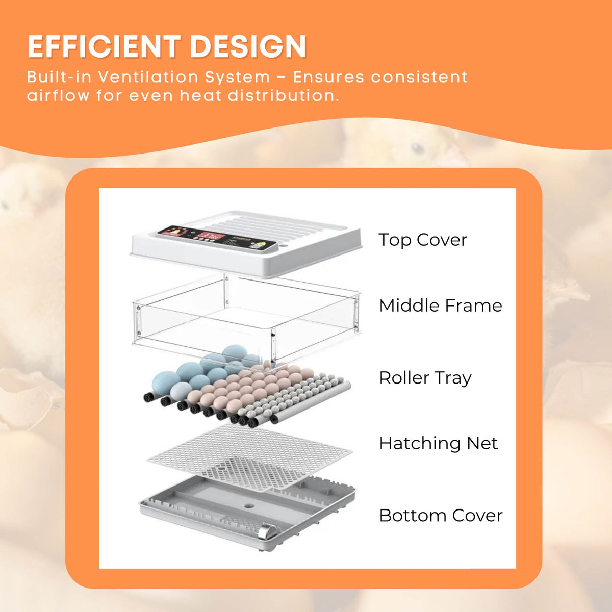 Automatic 130 Egg Incubator - Electric Digital Turning Chicken Quail Duck Hatching V238-SUPDZ-41087060246608