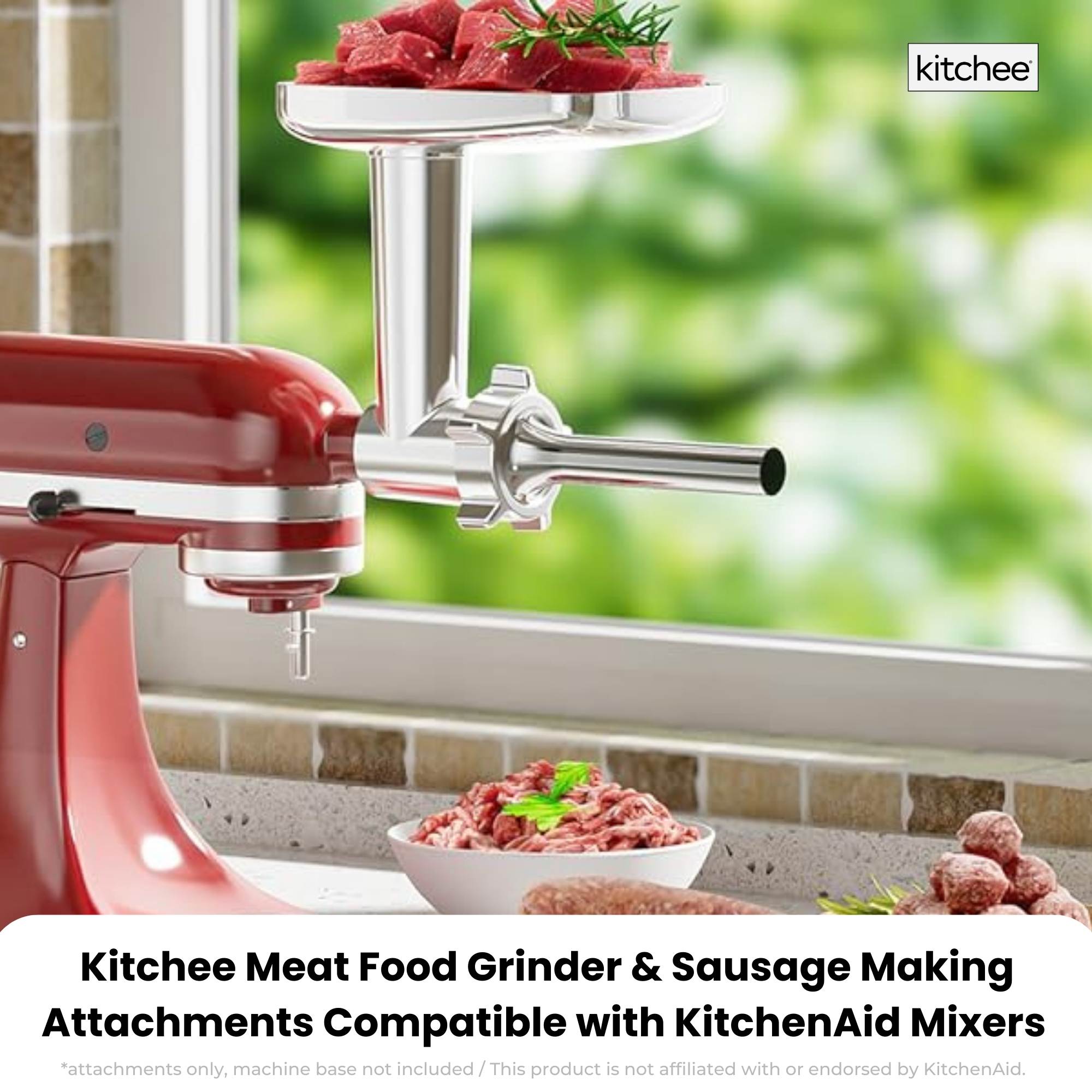 Kitchee Meat Food Grinder Sausage Attachment - Compatible with KitchenAid Mixers V238-SUPDZ-41088019529808