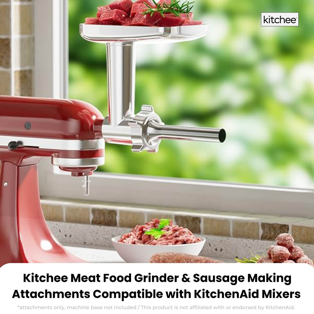 Kitchee Meat Food Grinder Sausage Attachment - Compatible with KitchenAid Mixers V238-SUPDZ-41088019529808