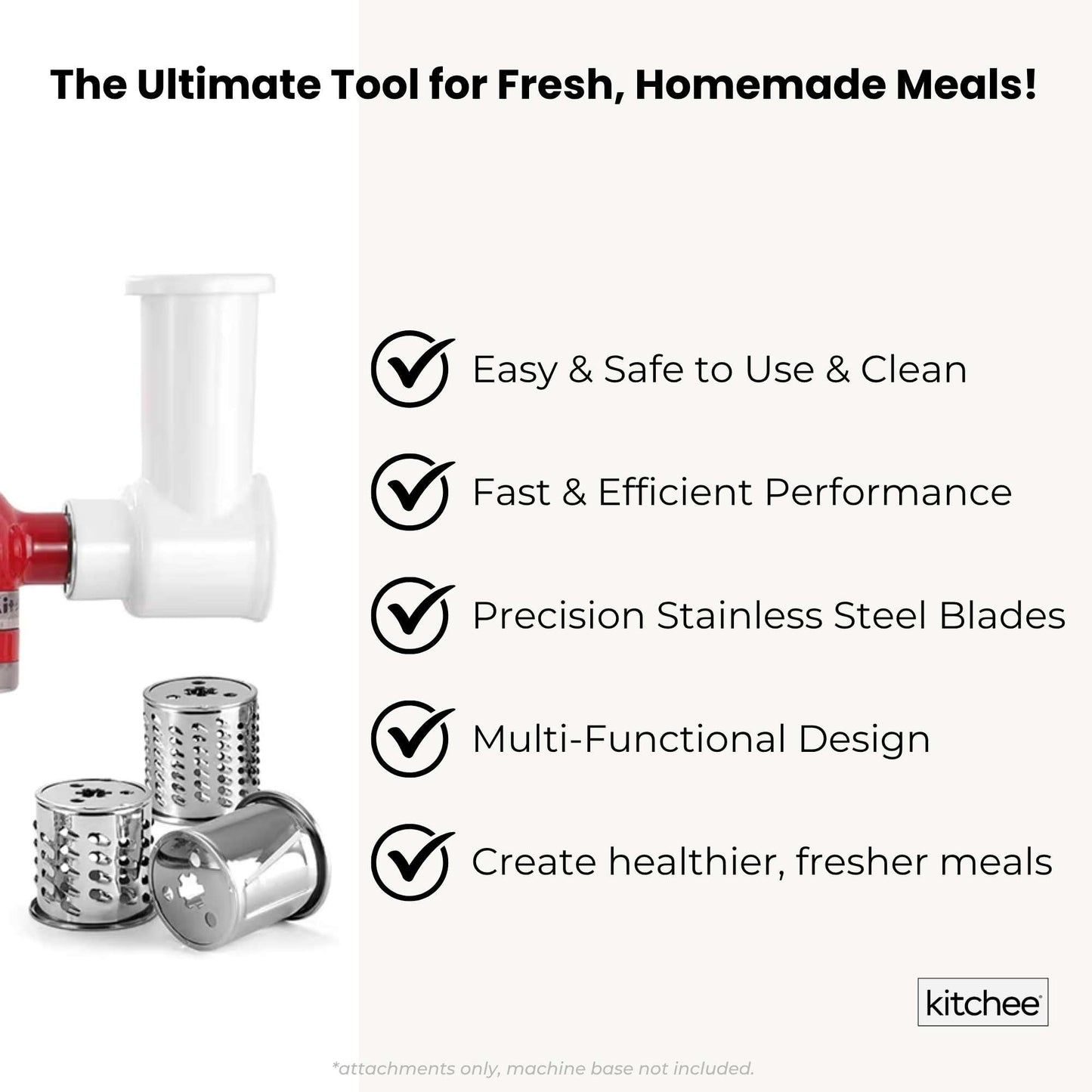 Kitchee Slicer Shredder Grater 3 Attachments - Compatible with KitchenAid Mixer V238-SUPDZ-41099036098640