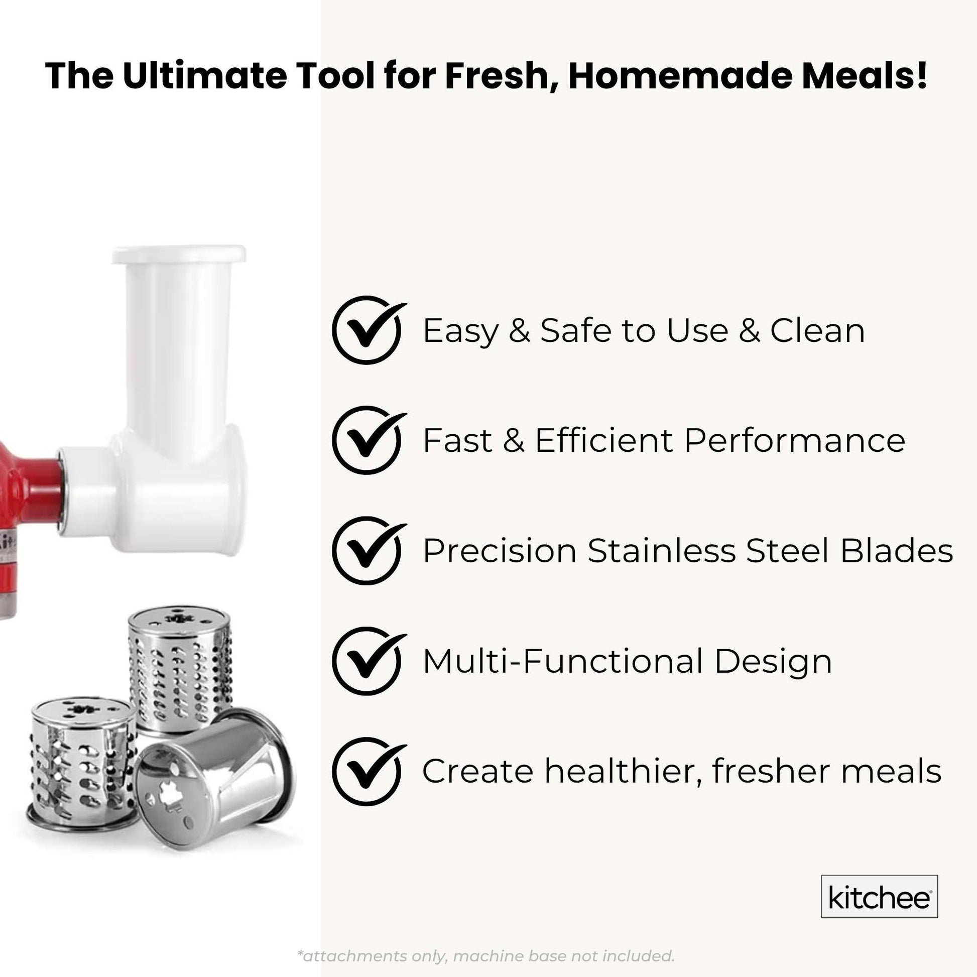 Kitchee Slicer Shredder Grater 3 Attachments - Compatible with KitchenAid Mixer V238-SUPDZ-41099036098640
