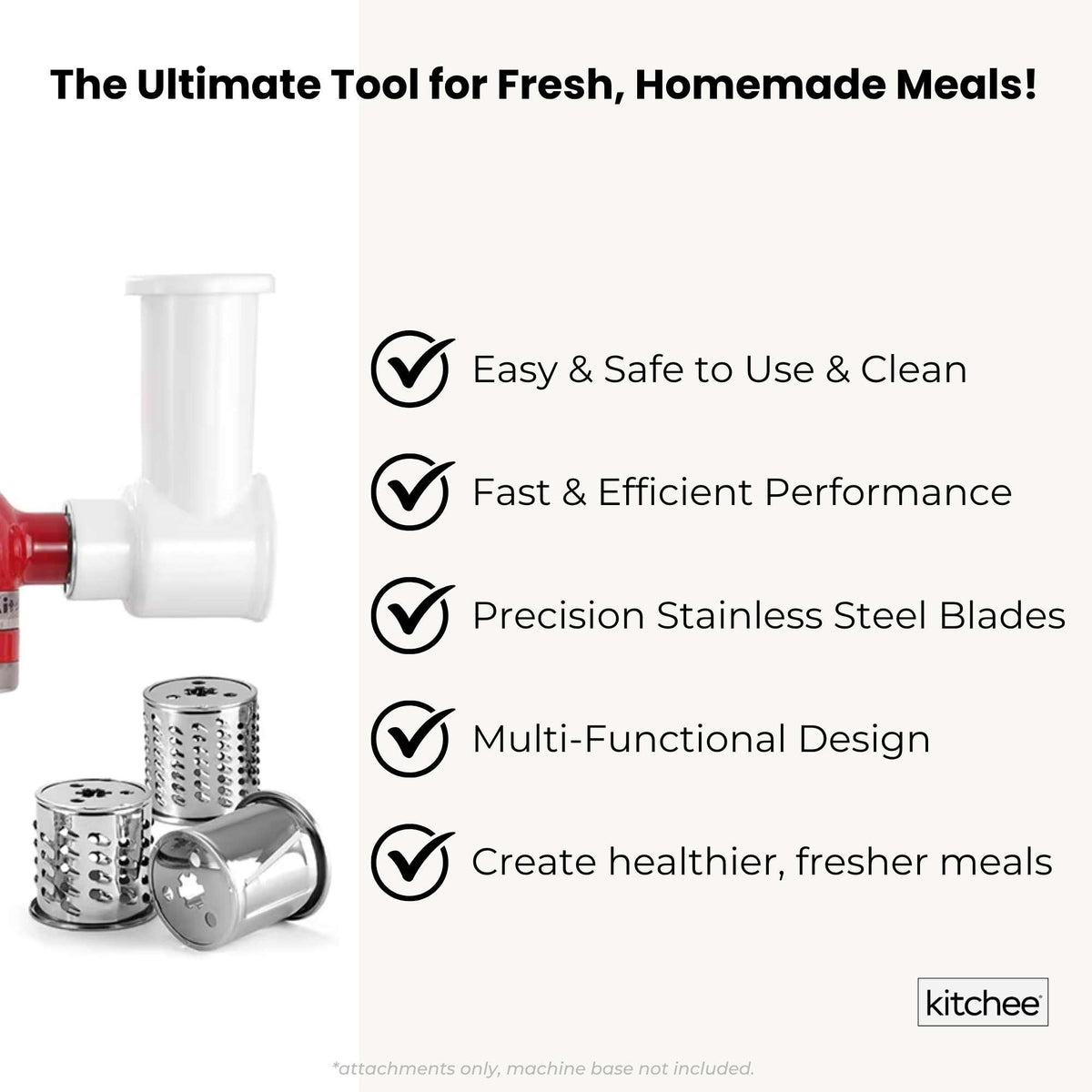 Kitchee Slicer Shredder Grater 3 Attachments - Compatible with KitchenAid Mixer V238-SUPDZ-41099036098640