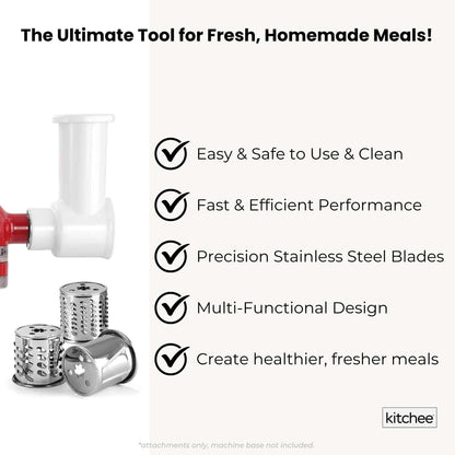 Kitchee Slicer Shredder Grater 3 Attachments - Compatible with KitchenAid Mixer V238-SUPDZ-41099036098640