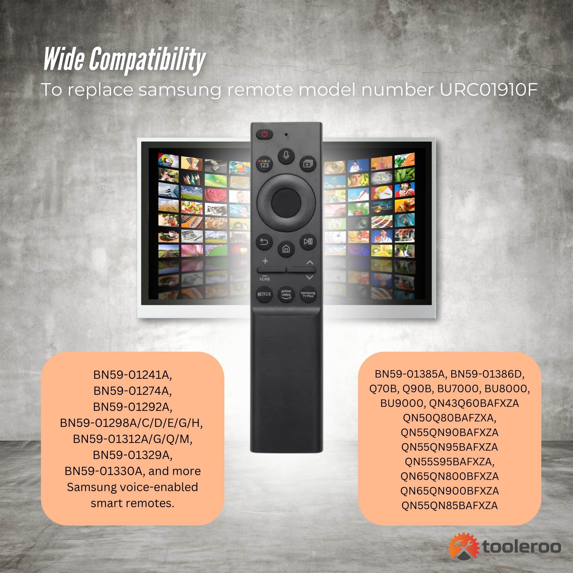 Tooleroo Smart TV Remote Control - Replacement For Samsung Voice BN59-01357F V238-SUPDZ-41102544601168