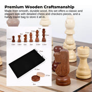 Social Hike 2 in 1 Magnetic Wooden Chess and Checkers Set - Portable Game Board V238-SUPDZ-41113523159120