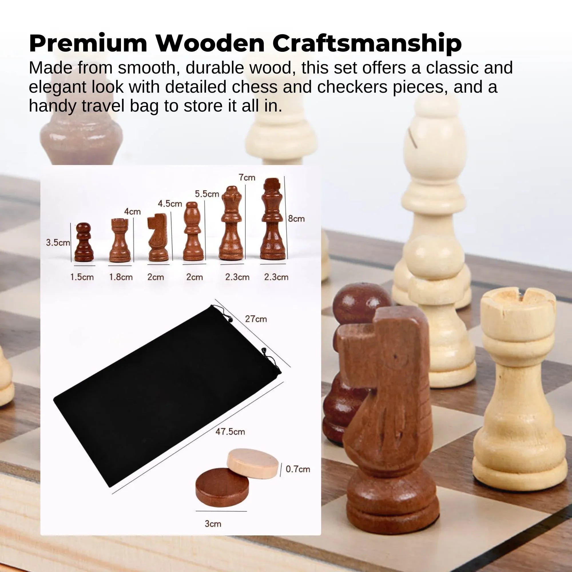 Social Hike 2 in 1 Magnetic Wooden Chess and Checkers Set - Portable Game Board V238-SUPDZ-41113523159120