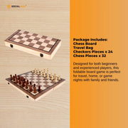 Social Hike 2 in 1 Magnetic Wooden Chess and Checkers Set - Portable Game Board V238-SUPDZ-41113523159120