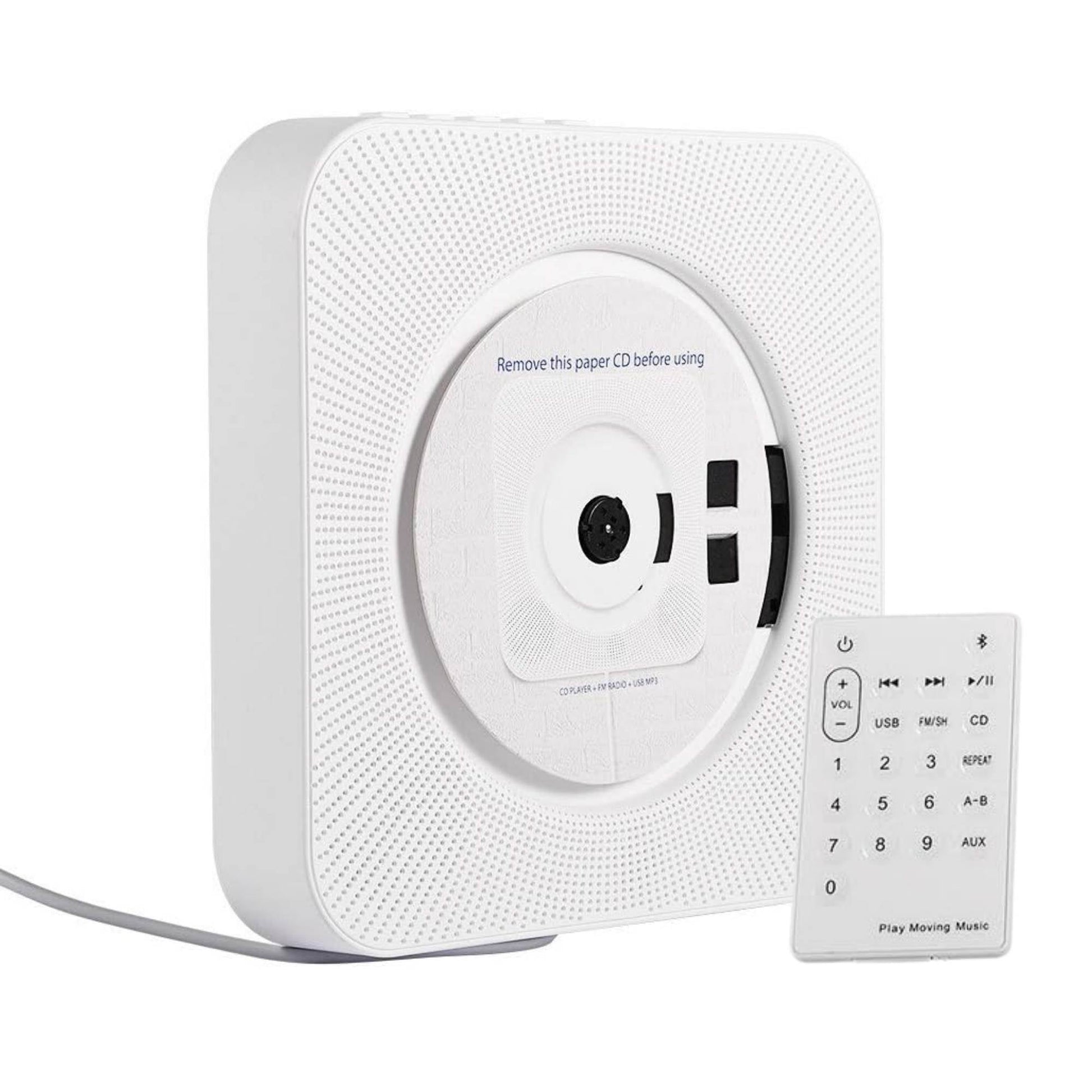Tooleroo Wall Mountable CD Player Speaker - Bluetooth HiFi FM Radio White V238-SUPDZ-41113578569808