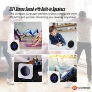 Tooleroo USB Rechargeable Desktop CD Player Speaker - Bluetooth Portable White V238-SUPDZ-41115085340752