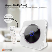Tooleroo USB Rechargeable Desktop CD Player Speaker - Bluetooth Portable White V238-SUPDZ-41115085340752