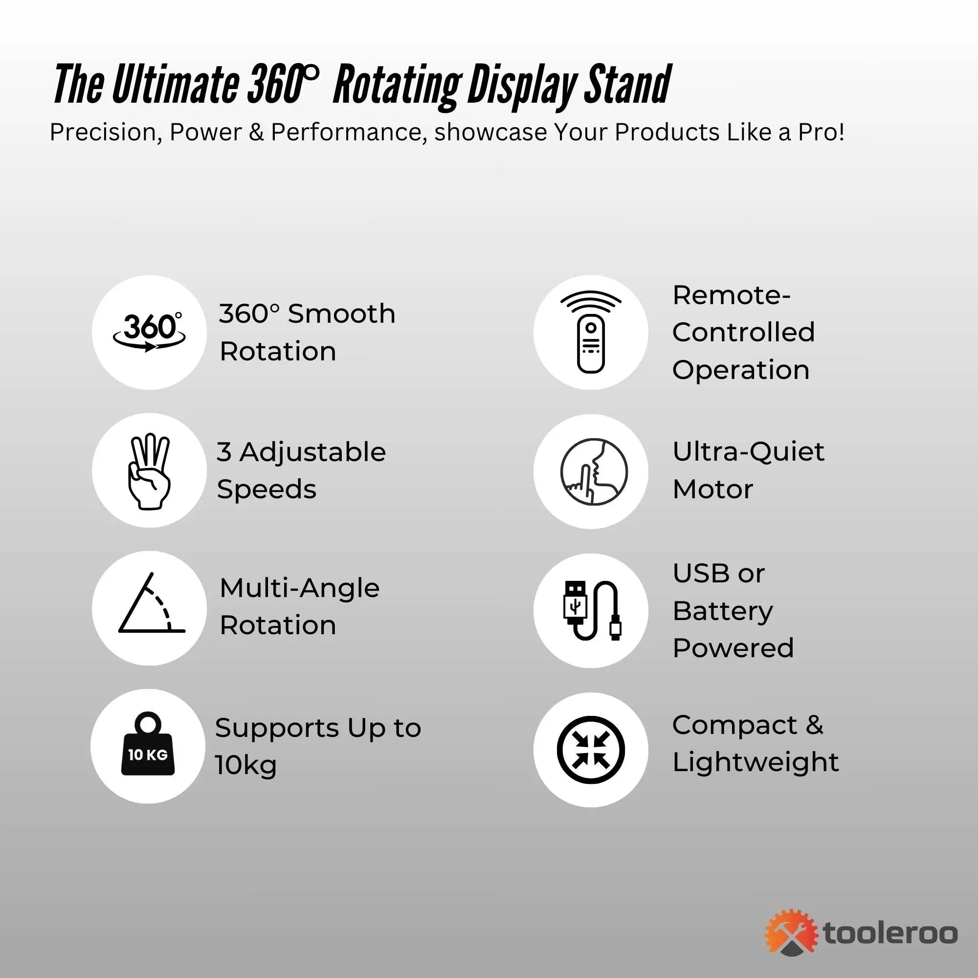 Tooleroo Electric 360 Rotating Product Display Stand for Merchandise Video Black V238-SUPDZ-41119060885584