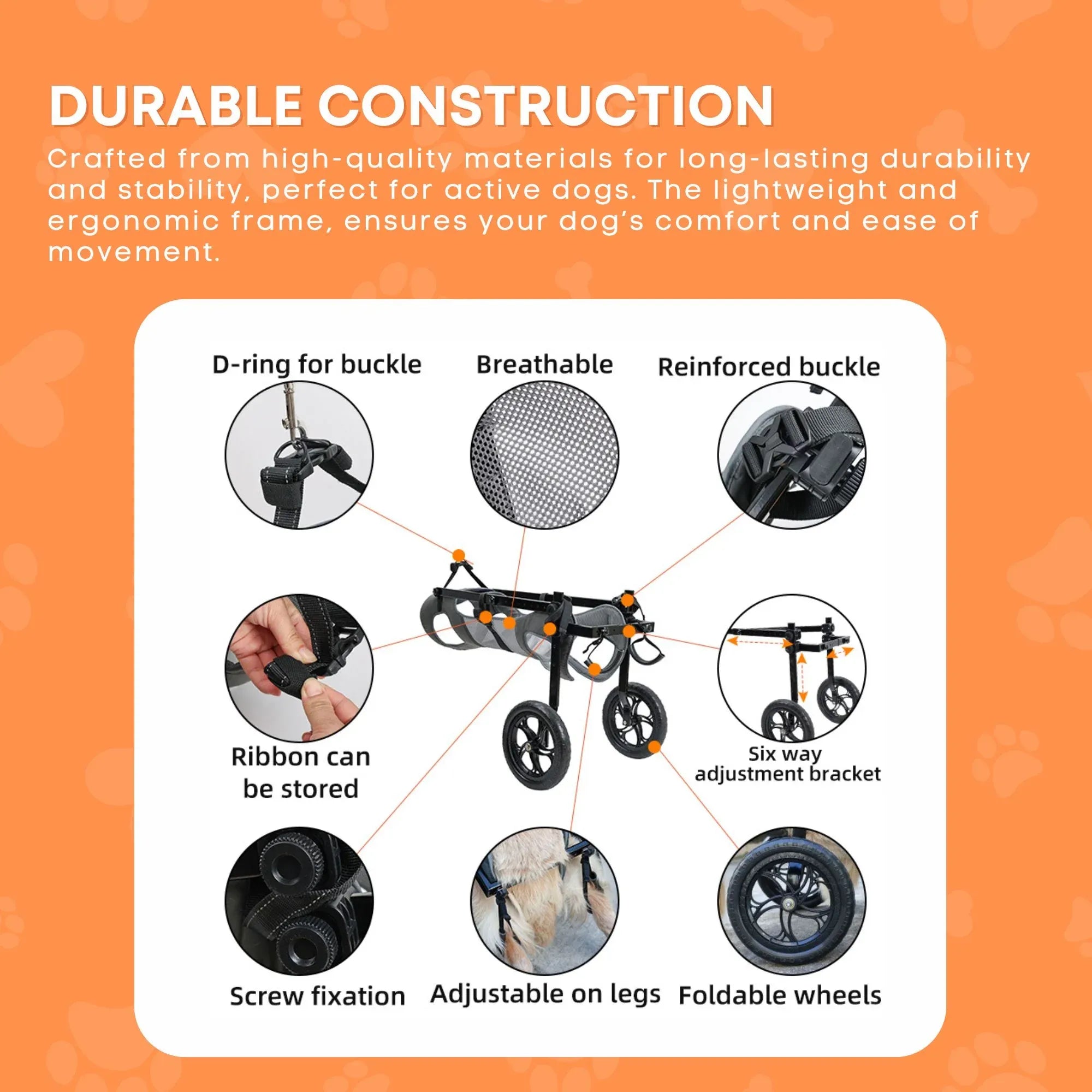 Rooster Farms Large Dog Wheelchair XL Harness - Adjustable Back Leg Aid V238-SUPDZ-41121780236368