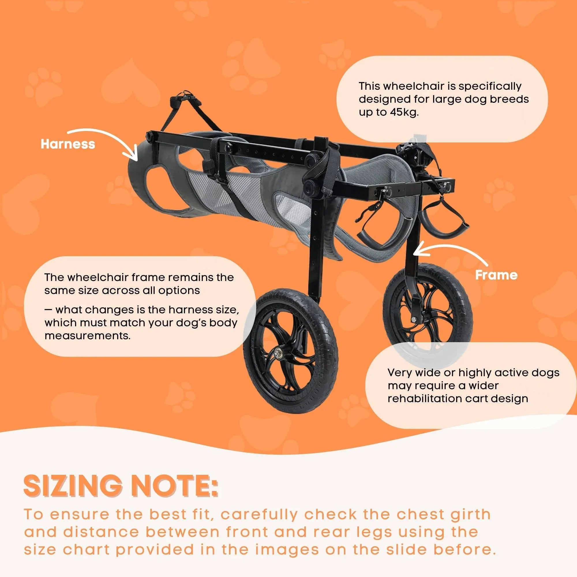 Rooster Farms Large Dog Wheelchair XL Harness - Adjustable Back Leg Aid V238-SUPDZ-41121780236368