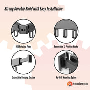 Tooleroo Clothes Drying Rack Tri-Fold Wall-Mount Space-Saving Laundry Hanger V238-SUPDZ-41121823490128
