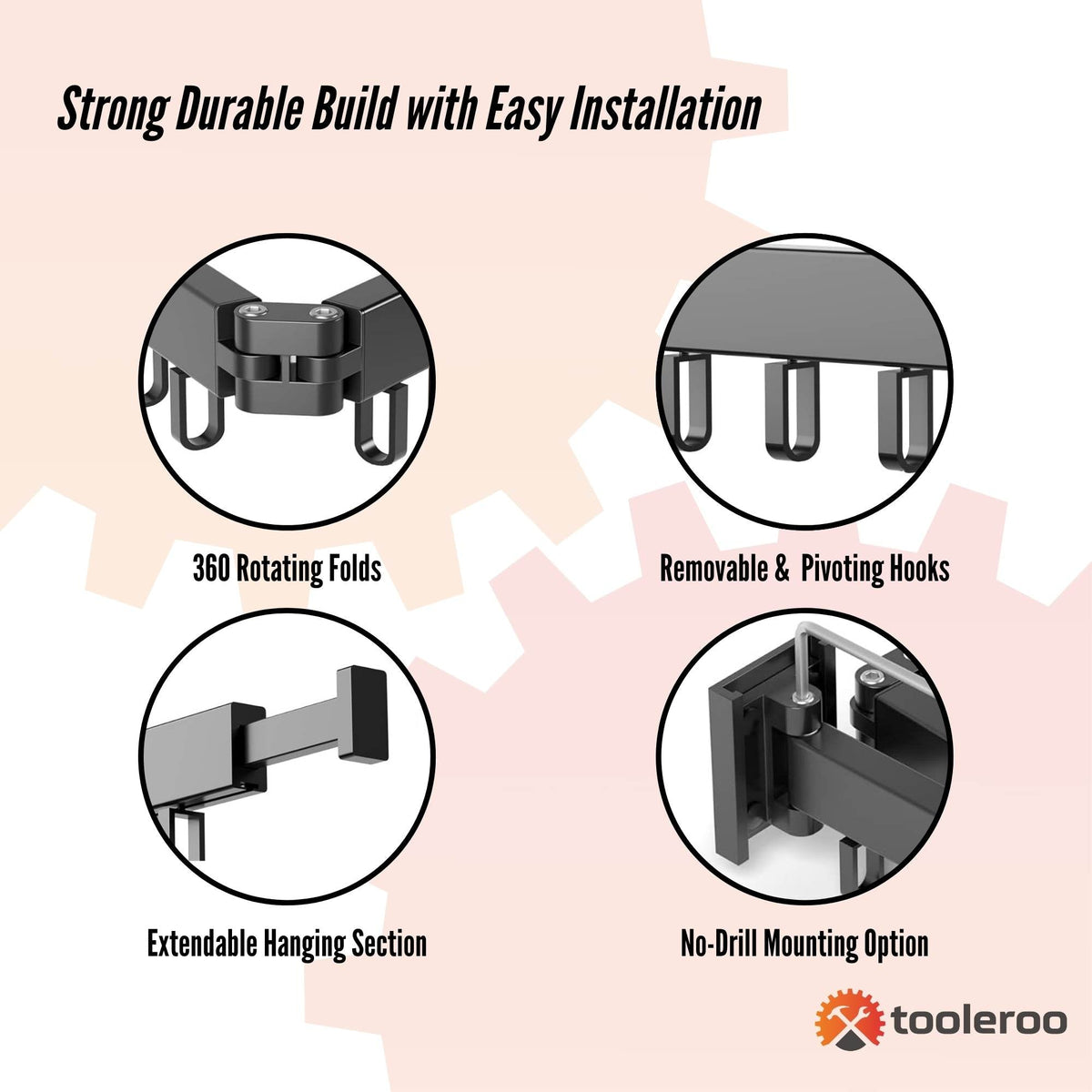 Tooleroo Clothes Drying Rack Tri-Fold Wall-Mount Space-Saving Laundry Hanger V238-SUPDZ-41121823490128