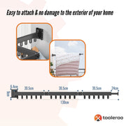 Tooleroo Clothes Drying Rack Tri-Fold Wall-Mount Space-Saving Laundry Hanger V238-SUPDZ-41121823490128