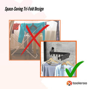 Tooleroo Clothes Drying Rack Tri-Fold Wall-Mount Space-Saving Laundry Hanger V238-SUPDZ-41121823490128