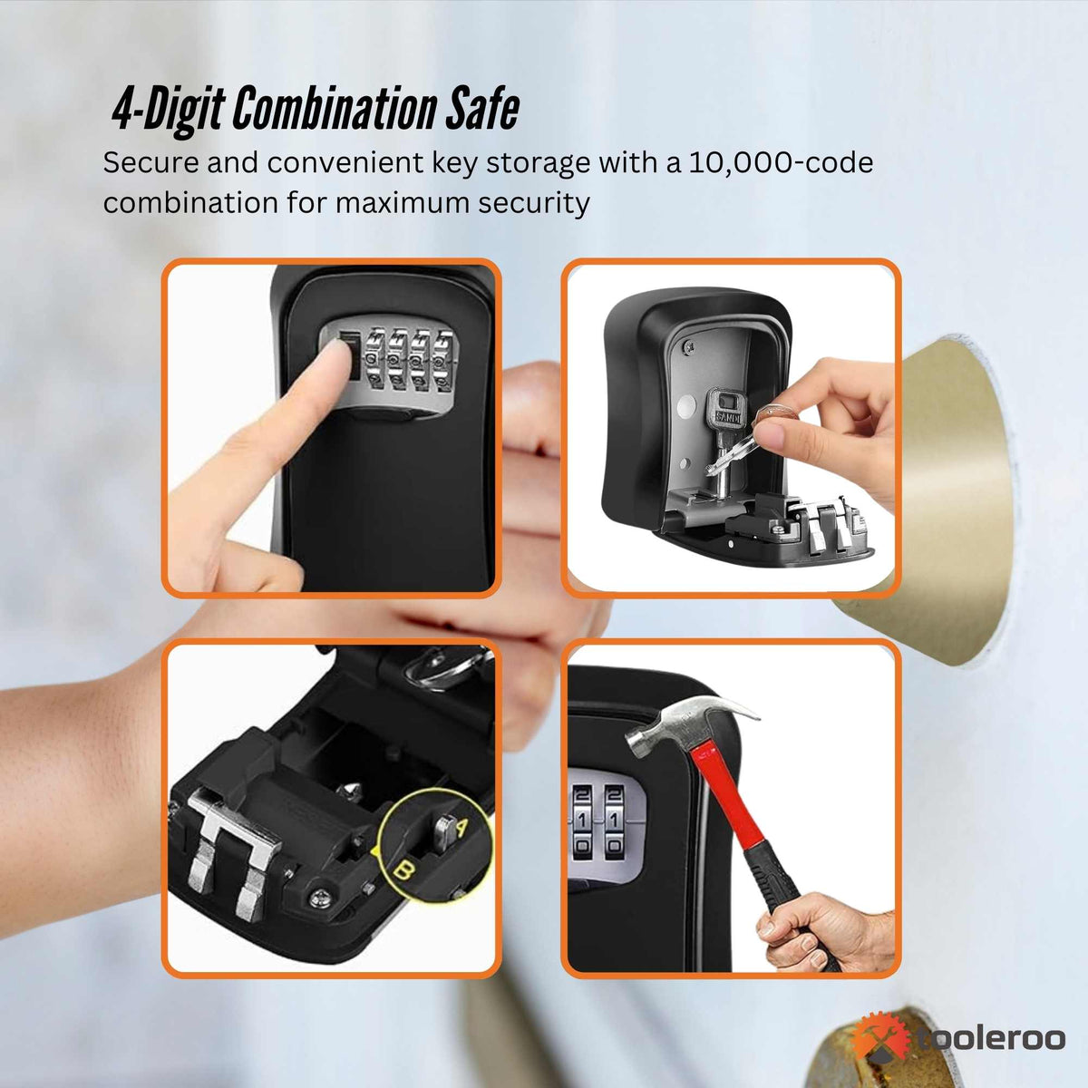 Tooleroo Wall Mount Key Lock Box - 4-Digit Safe Weatherproof Secure Storage V238-SUPDZ-41127299252304