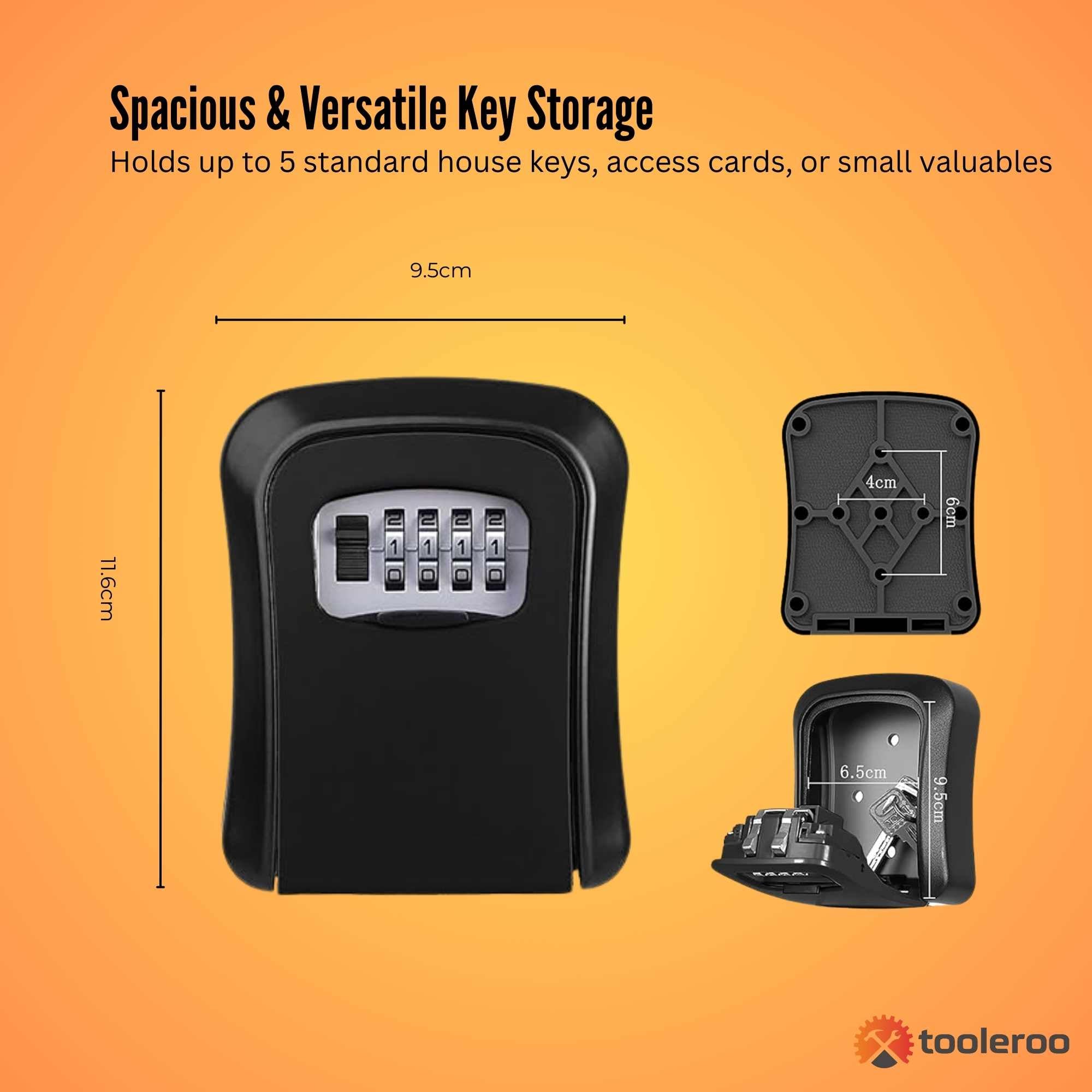 Tooleroo Wall Mount Key Lock Box - 4-Digit Safe Weatherproof Secure Storage V238-SUPDZ-41127299252304
