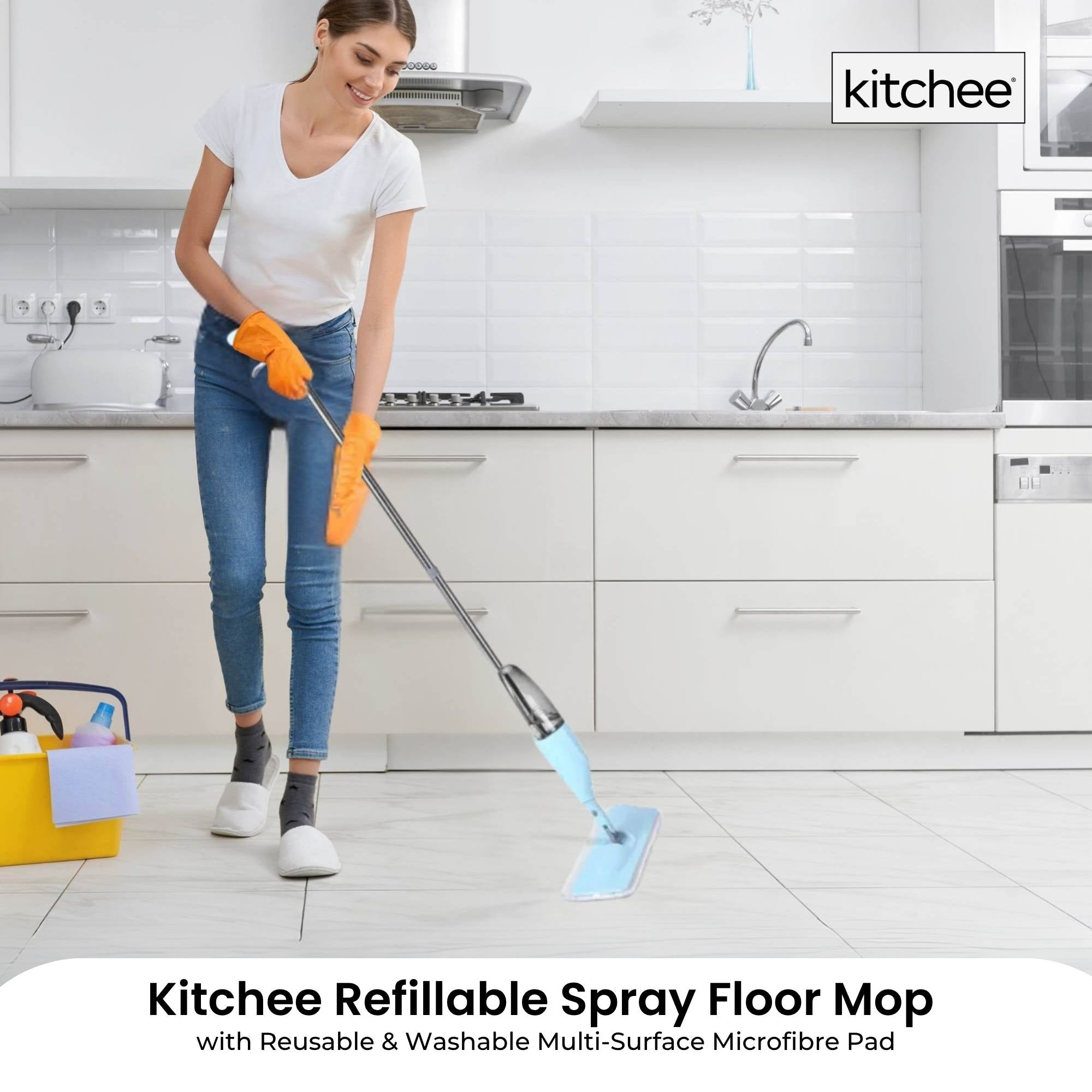 Kitchee Refillable Spray Floor Mop with Reusable & Washable Multi-Surface Microfibre Pad V238-SUPDZ-41133964525648