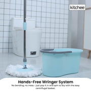 Kitchee Spin Mop & Bucket Set - Microfibre Pad, Telescopic Handle, 10L Capacity V238-SUPDZ-41134821802064