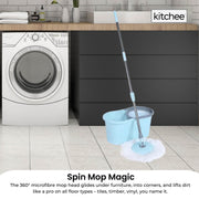 Kitchee Spin Mop & Bucket Set - Microfibre Pad, Telescopic Handle, 10L Capacity V238-SUPDZ-41134821802064