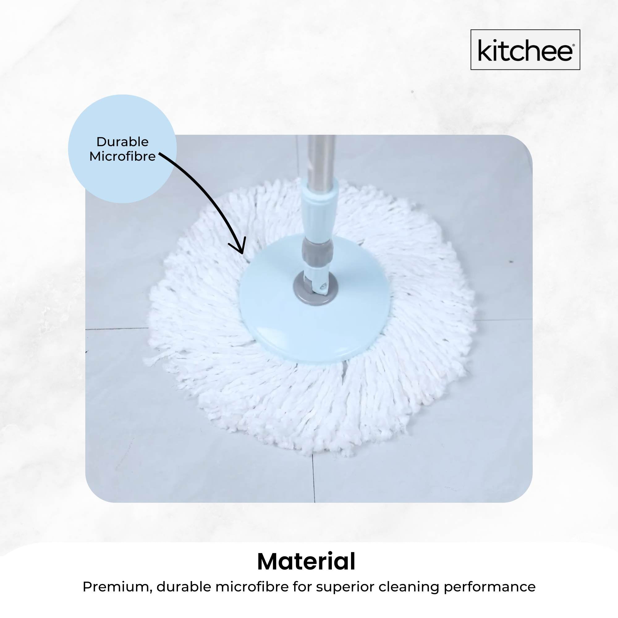 Kitchee Spin Mop & Bucket Set - Microfibre Pad, Telescopic Handle, 10L Capacity V238-SUPDZ-41134821802064