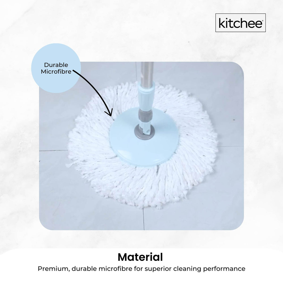 Kitchee Spin Mop & Bucket Set - Microfibre Pad, Telescopic Handle, 10L Capacity V238-SUPDZ-41134821802064