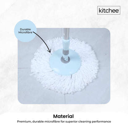 Kitchee Spin Mop & Bucket Set - Microfibre Pad, Telescopic Handle, 10L Capacity V238-SUPDZ-41134821802064
