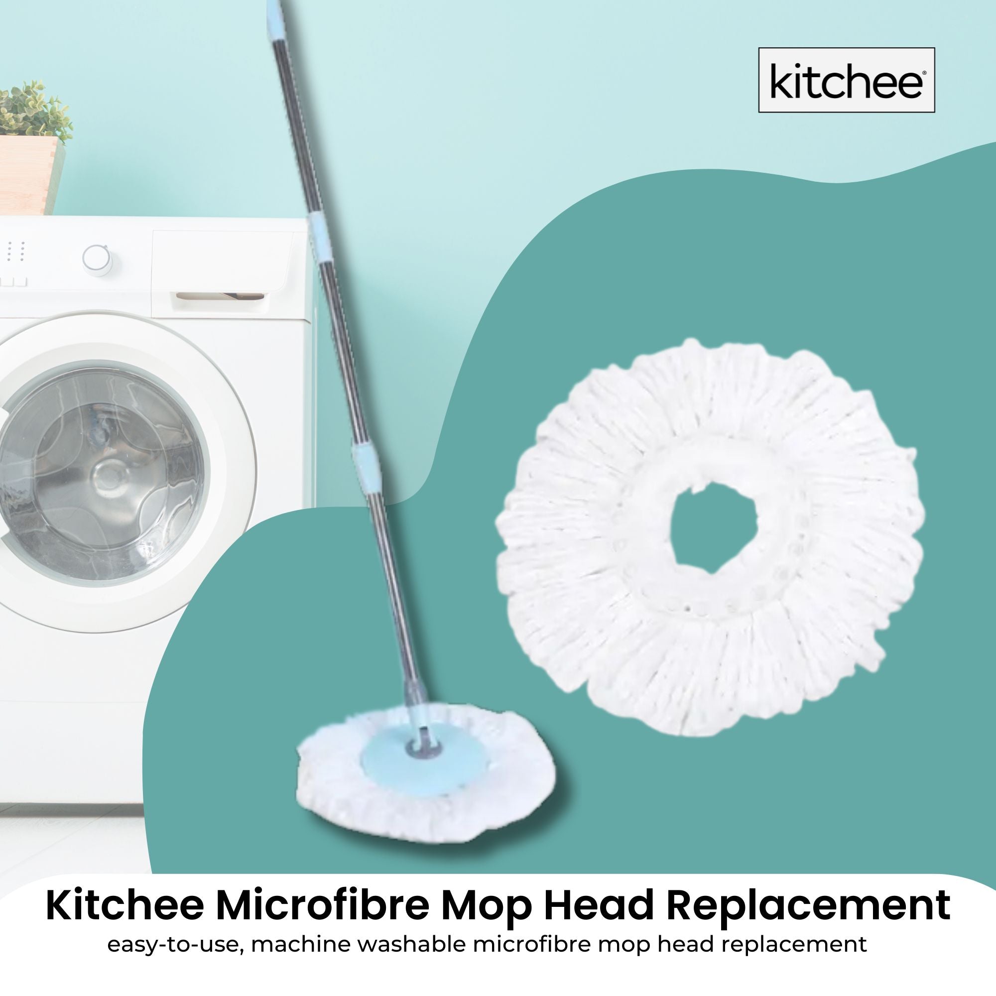 Kitchee Microfibre Mop Head Replacement for Kitchee Spin Mop - White Round V238-SUPDZ-41134923251792