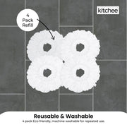 4x Kitchee Microfibre Mop Head Replacement for Kitchee Spin Mop - White Round V238-SUPDZ-41143291510864
