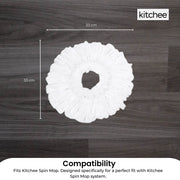 4x Kitchee Microfibre Mop Head Replacement for Kitchee Spin Mop - White Round V238-SUPDZ-41143291510864