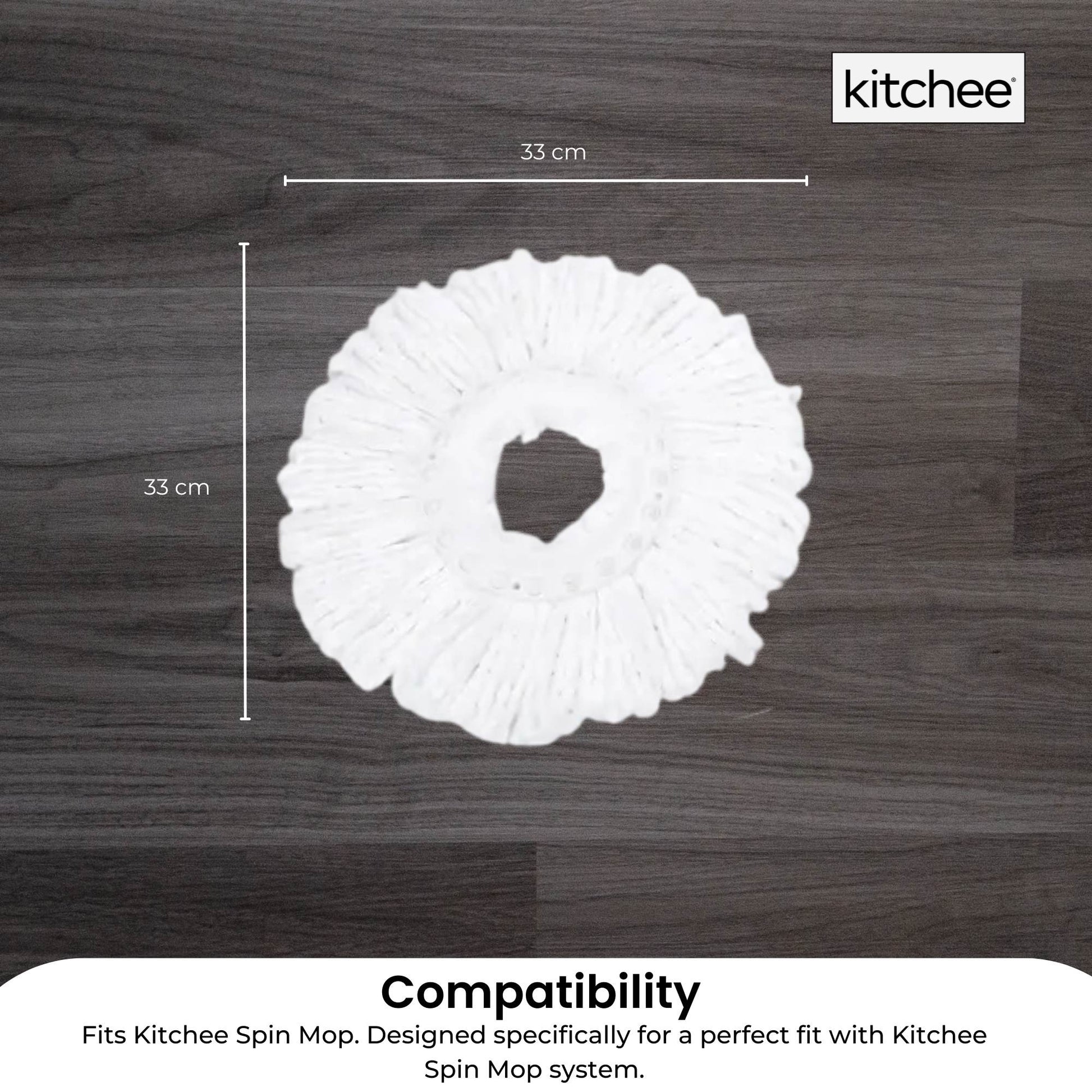 4x Kitchee Microfibre Mop Head Replacement for Kitchee Spin Mop - White Round V238-SUPDZ-41143291510864