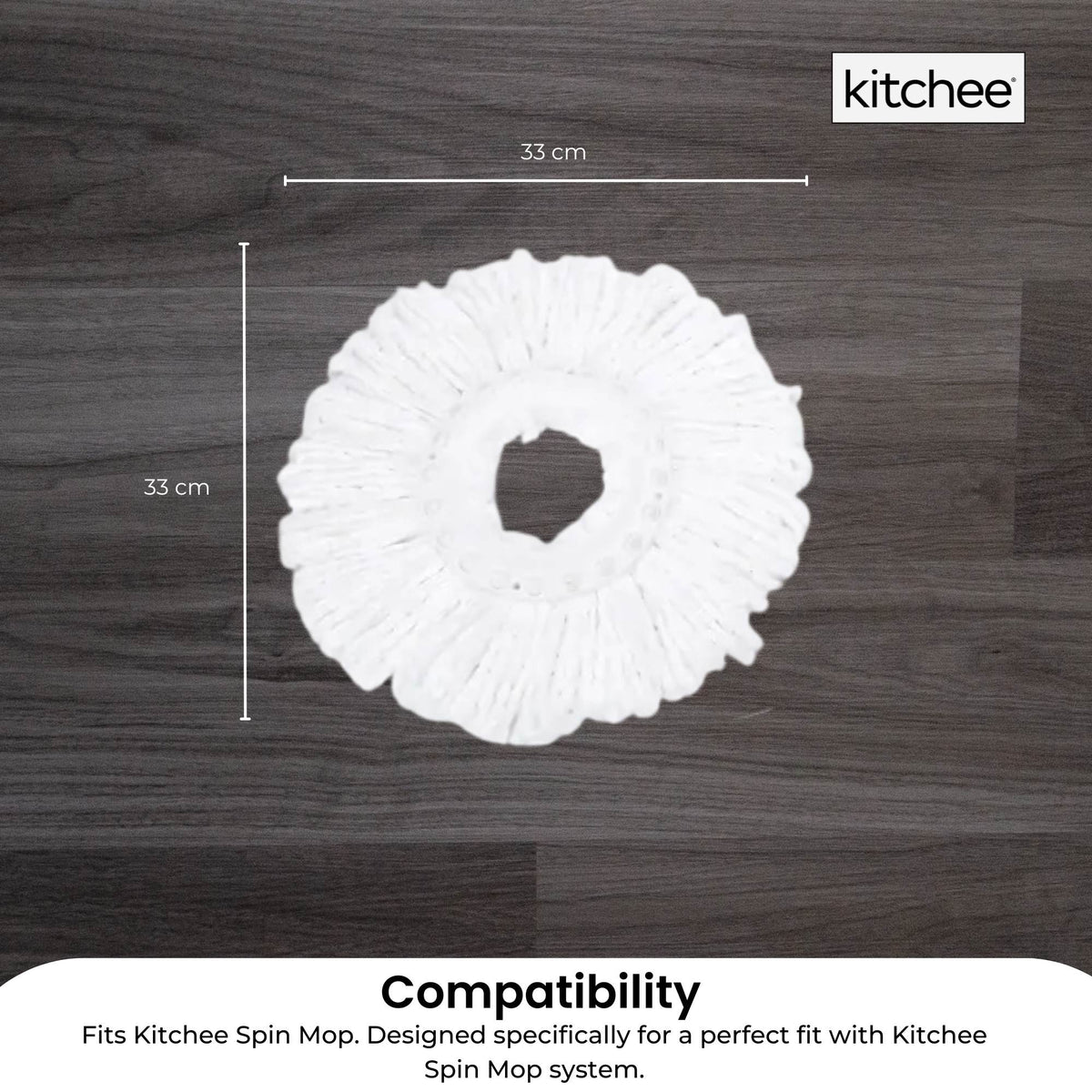 4x Kitchee Microfibre Mop Head Replacement for Kitchee Spin Mop - White Round V238-SUPDZ-41143291510864