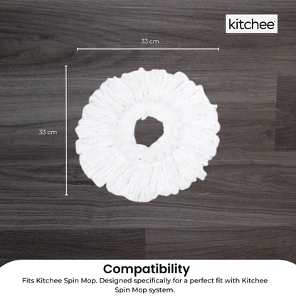 4x Kitchee Microfibre Mop Head Replacement for Kitchee Spin Mop - White Round V238-SUPDZ-41143291510864
