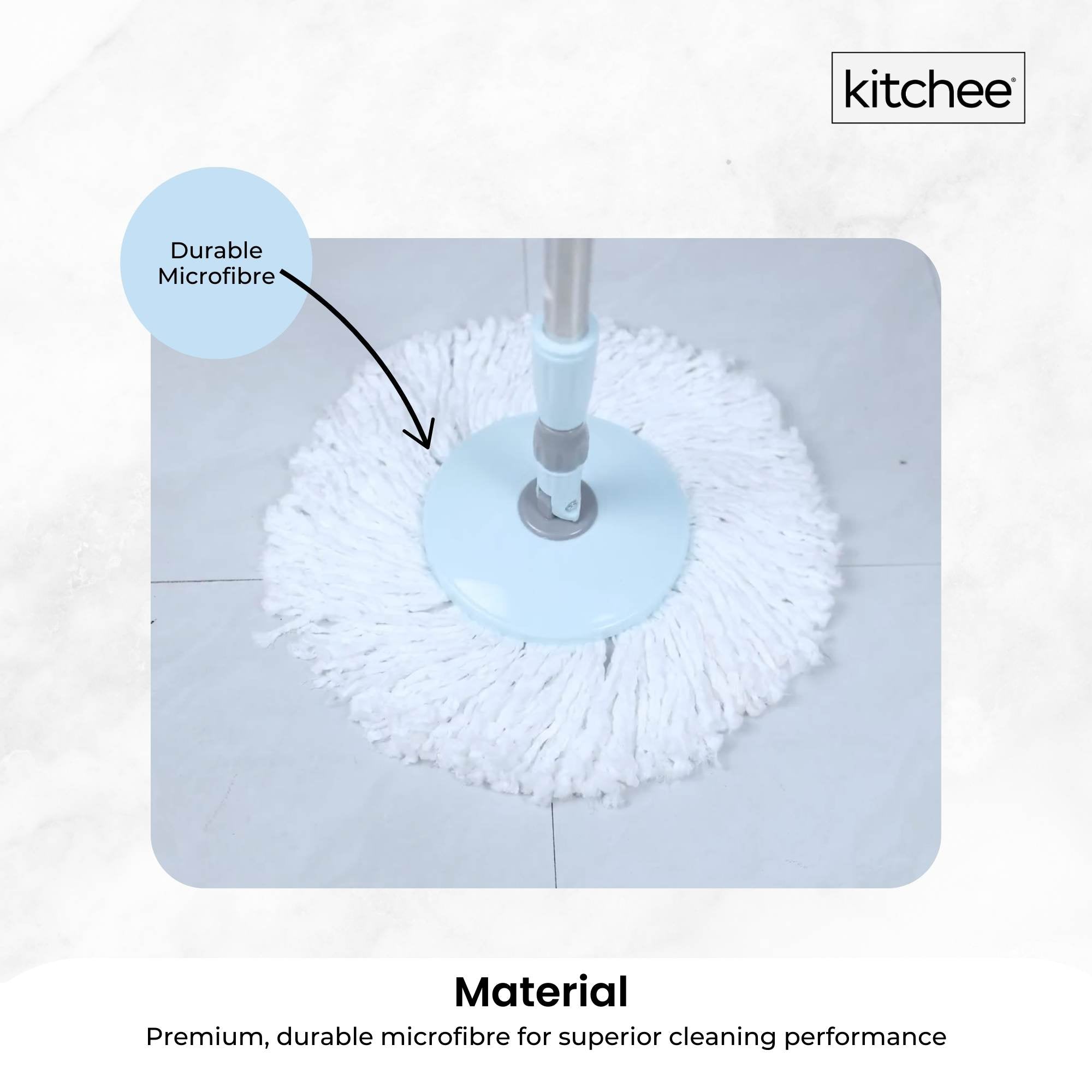 4x Kitchee Microfibre Mop Head Replacement for Kitchee Spin Mop - White Round V238-SUPDZ-41143291510864