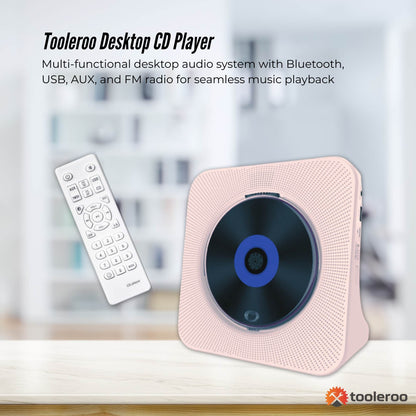 Tooleroo USB Rechargeable Desktop CD Player Speaker - Bluetooth Portable Pink V238-SUPDZ-41154856779856