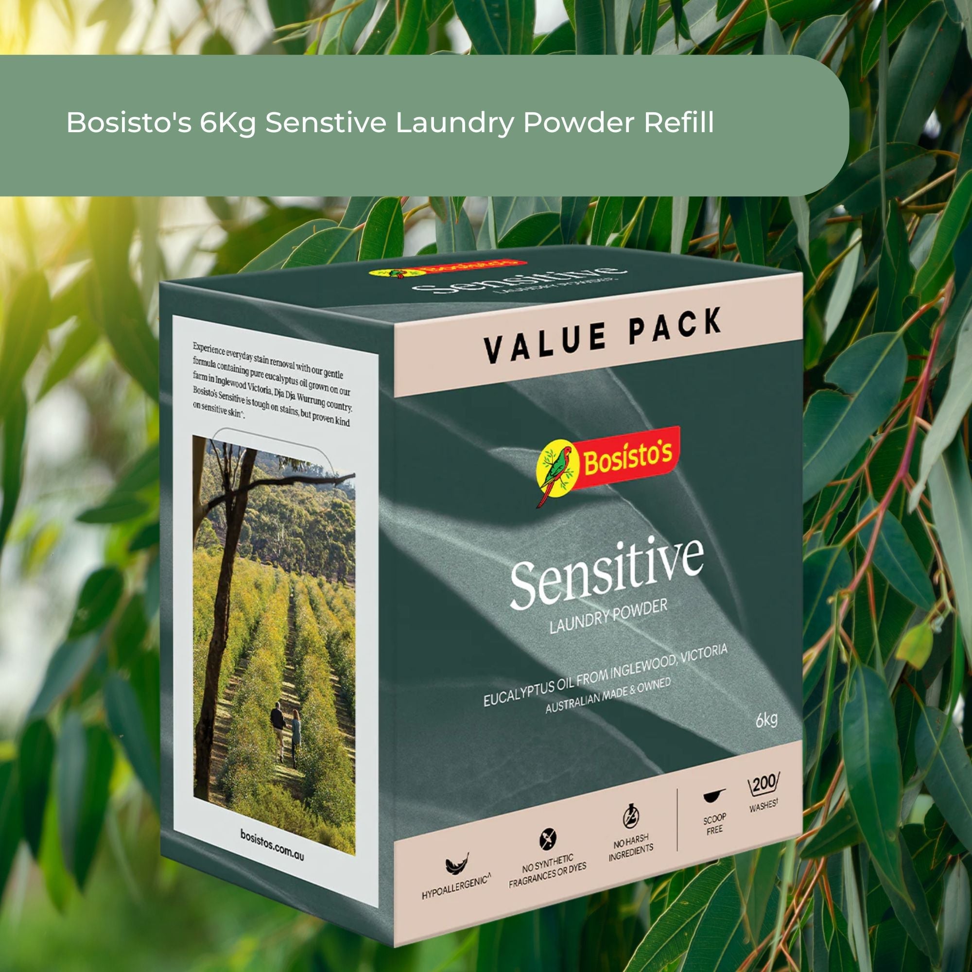 Bosisto's 6Kg Senstive Laundry Powder Refill - Eco Eucalyptus Washing Detergent V238-SUPDZ-41161731440720