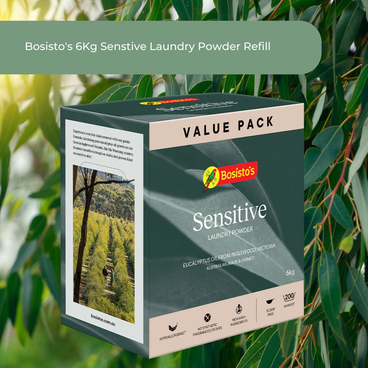 Bosisto's 6Kg Senstive Laundry Powder Refill - Eco Eucalyptus Washing Detergent V238-SUPDZ-41161731440720